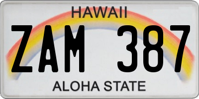 HI license plate ZAM387
