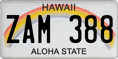 HI license plate ZAM388