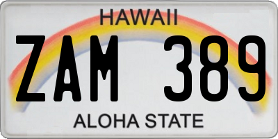 HI license plate ZAM389