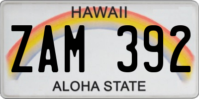 HI license plate ZAM392