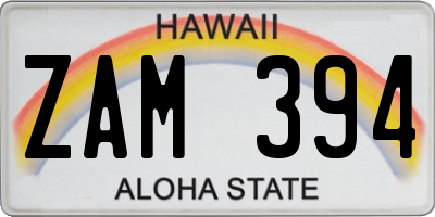 HI license plate ZAM394