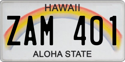HI license plate ZAM401