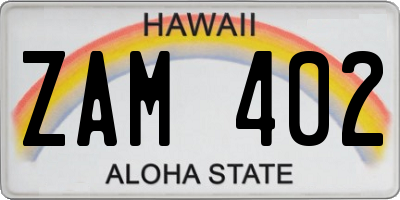 HI license plate ZAM402