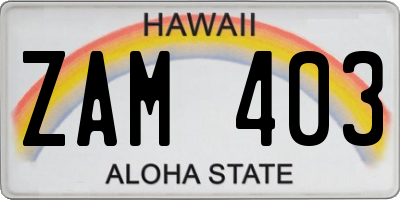 HI license plate ZAM403