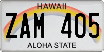HI license plate ZAM405