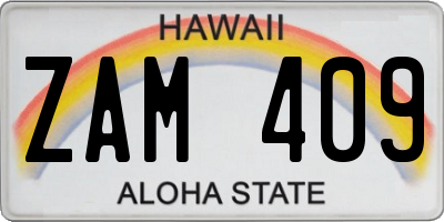 HI license plate ZAM409
