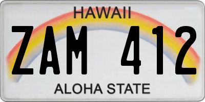HI license plate ZAM412