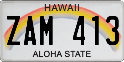 HI license plate ZAM413