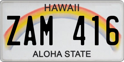 HI license plate ZAM416