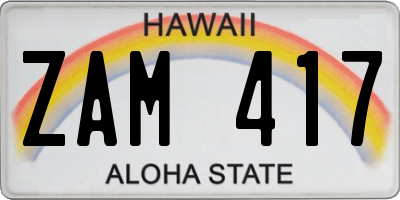 HI license plate ZAM417