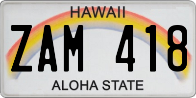 HI license plate ZAM418