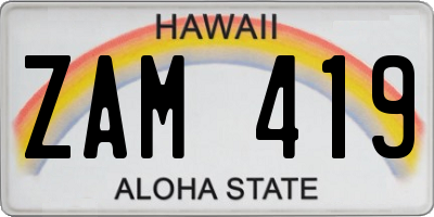 HI license plate ZAM419