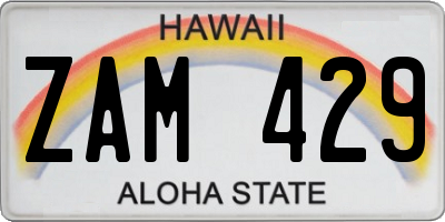 HI license plate ZAM429