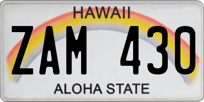 HI license plate ZAM430