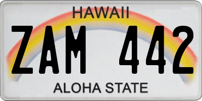 HI license plate ZAM442
