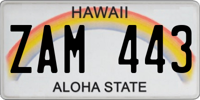 HI license plate ZAM443