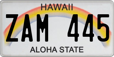 HI license plate ZAM445