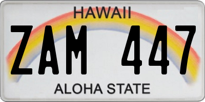 HI license plate ZAM447