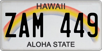 HI license plate ZAM449
