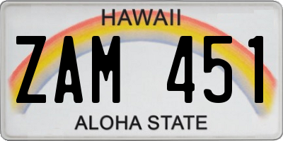 HI license plate ZAM451