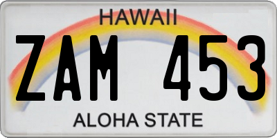 HI license plate ZAM453