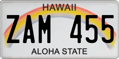 HI license plate ZAM455