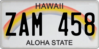 HI license plate ZAM458