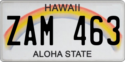 HI license plate ZAM463