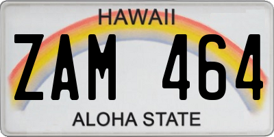 HI license plate ZAM464