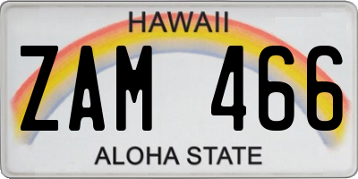 HI license plate ZAM466