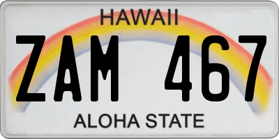HI license plate ZAM467