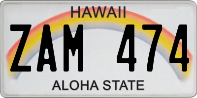 HI license plate ZAM474