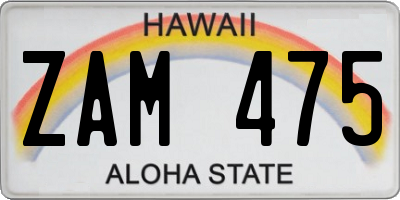 HI license plate ZAM475