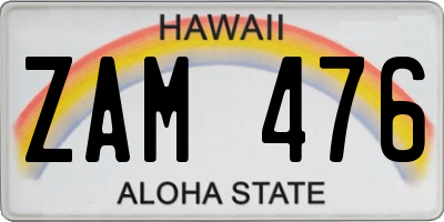 HI license plate ZAM476