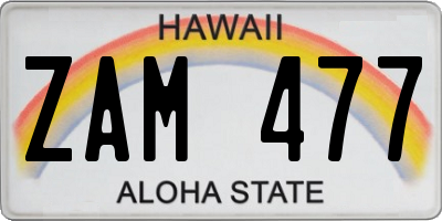 HI license plate ZAM477
