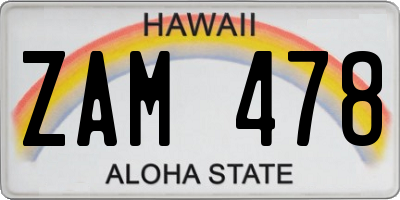 HI license plate ZAM478