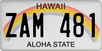 HI license plate ZAM481