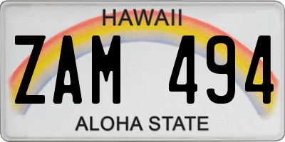 HI license plate ZAM494