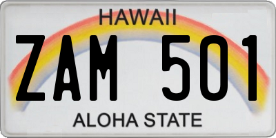 HI license plate ZAM501