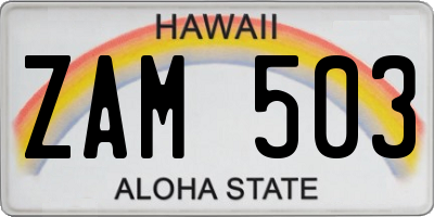 HI license plate ZAM503