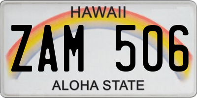 HI license plate ZAM506