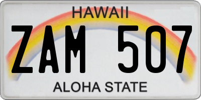 HI license plate ZAM507