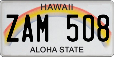 HI license plate ZAM508