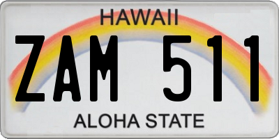 HI license plate ZAM511