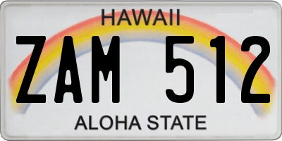 HI license plate ZAM512