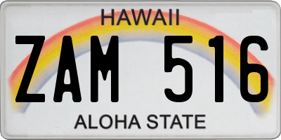 HI license plate ZAM516
