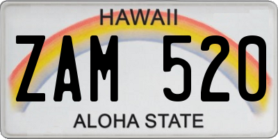 HI license plate ZAM520
