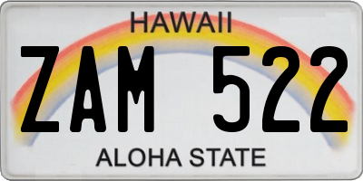 HI license plate ZAM522