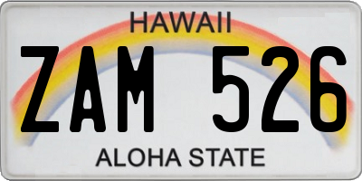 HI license plate ZAM526