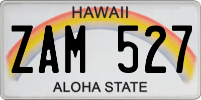 HI license plate ZAM527